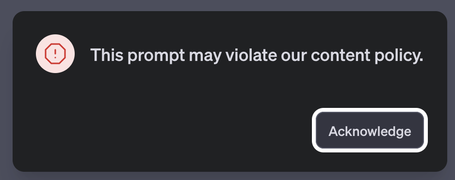 This prompt may violate our content policy. (OpenAI)